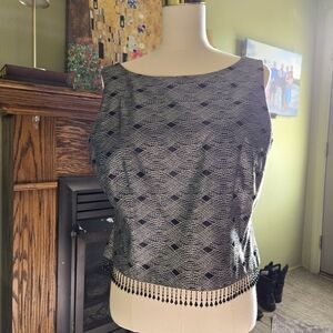 Cachet Black and White Sleeveless Top